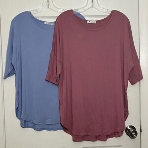 NWOT BOMBOM Women's Casual Loose Fit Tops Bundle - Blue and Mauve | size small